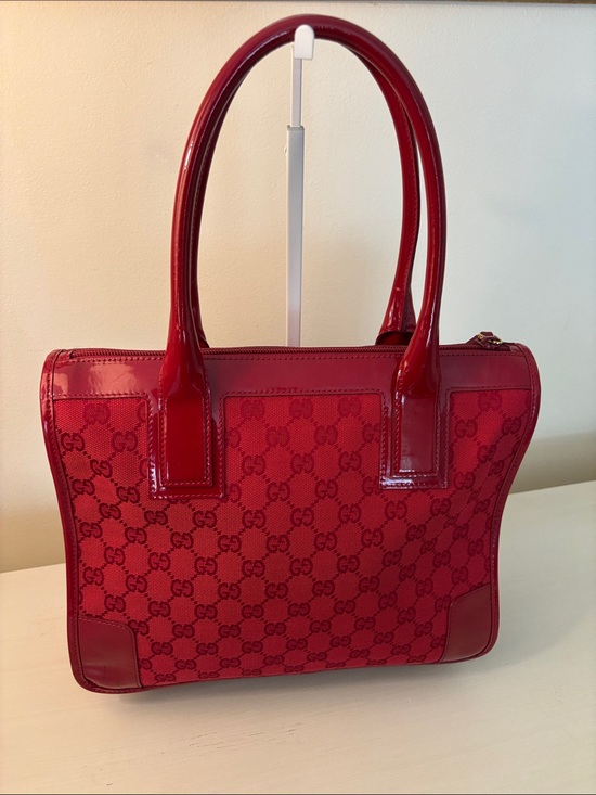 Gucci Handbags - GUCCI VINTAGE RED CANVAS HANDBAG